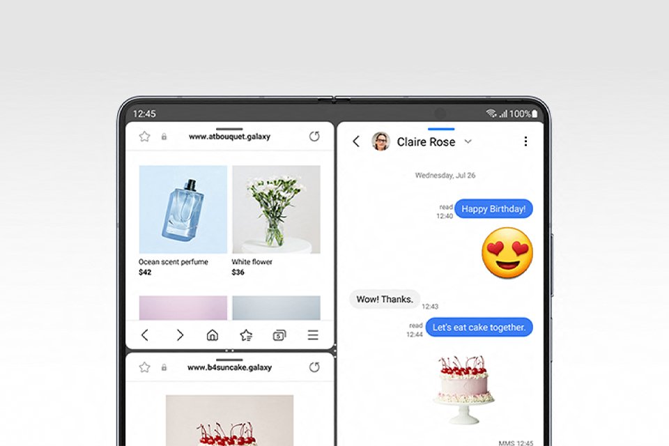 Multiple apps being shown on the Samsung Galaxy Z Fold5 smartphone.
